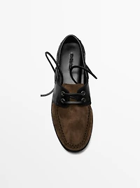 Contrast leather deck shoes