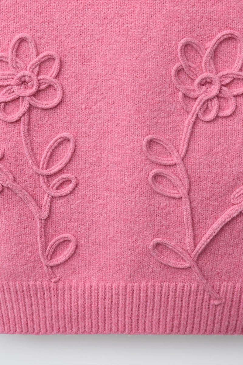 GILET EN MAILLE À FLEURS