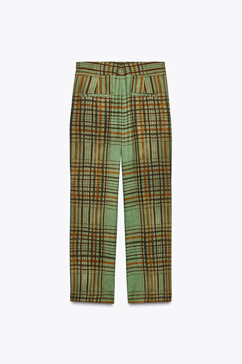 ZW COLLECTION CROP FLARE PLAID PANTS
