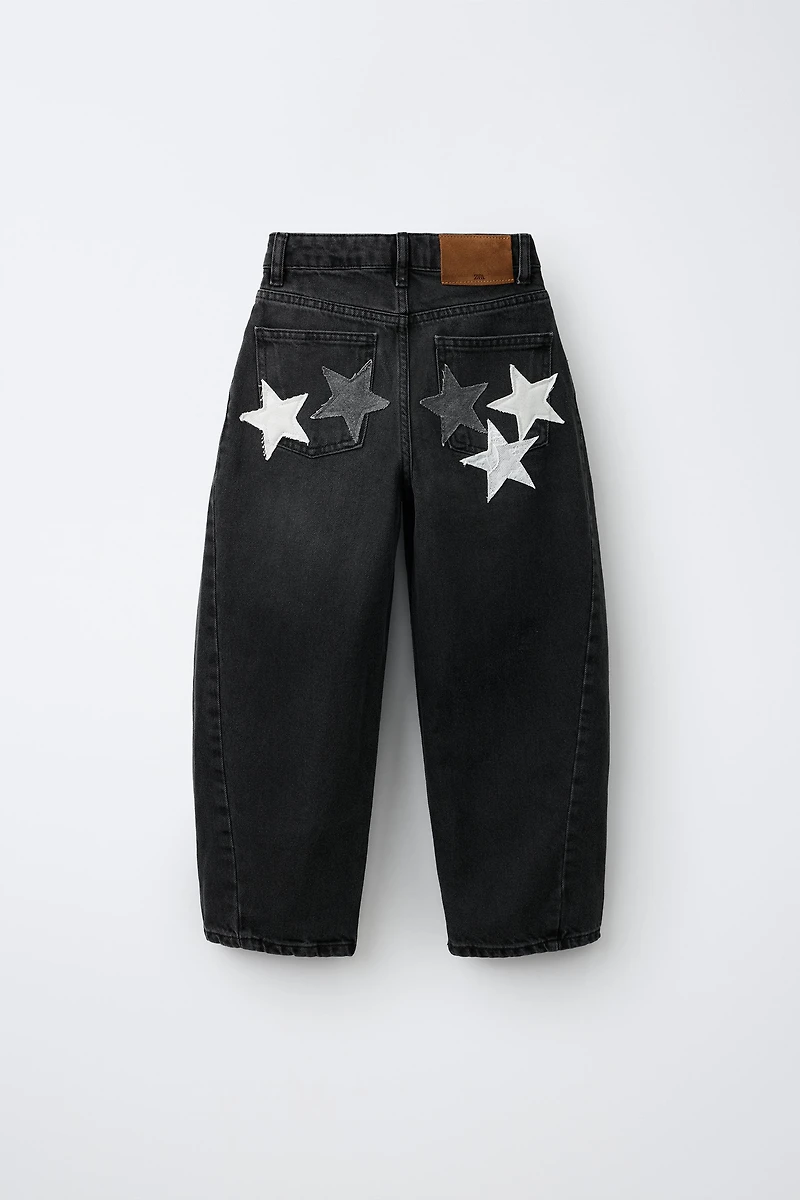 Star Patch Barrel Jeans