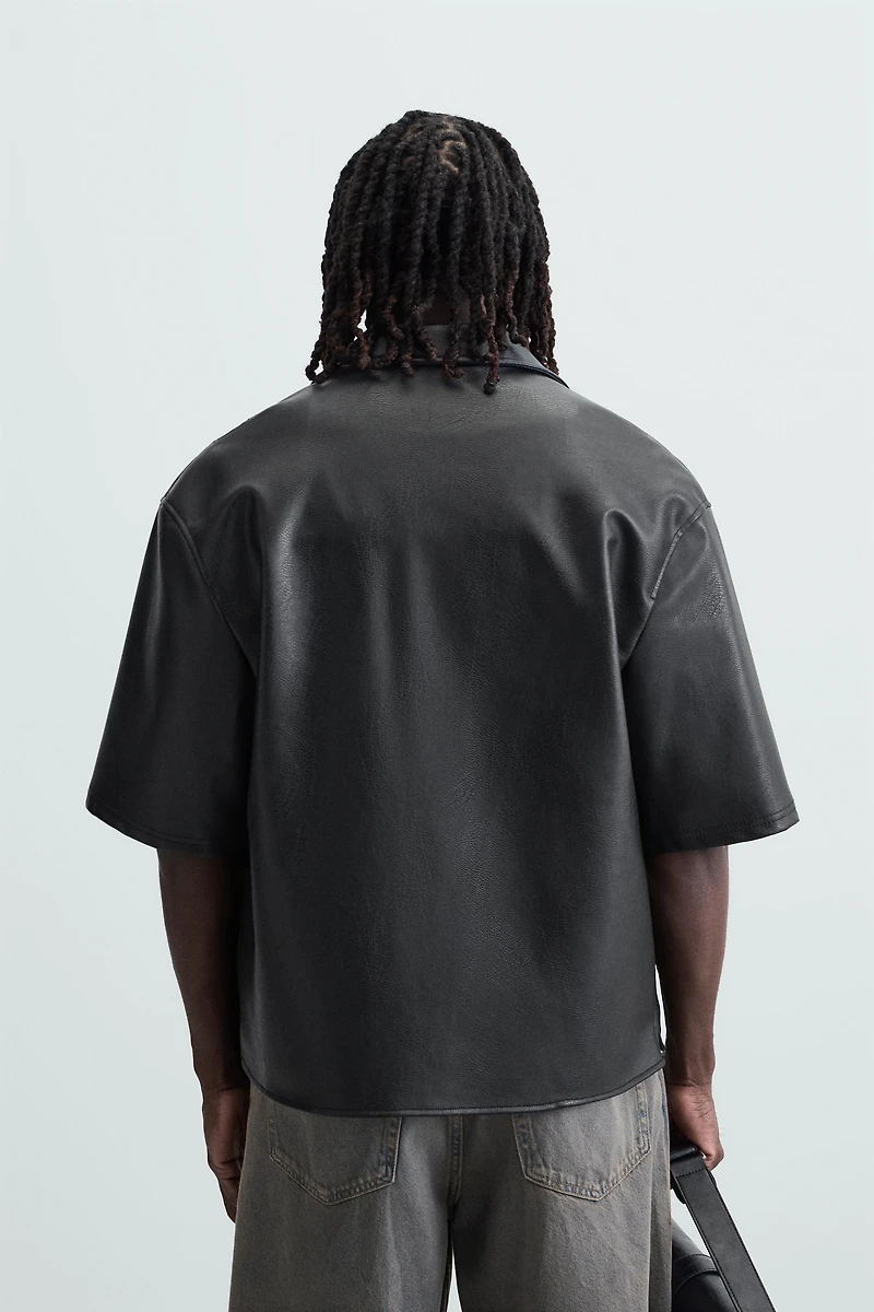 FAUX LEATHER OVERSHIRT