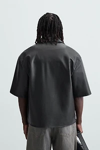 FAUX LEATHER OVERSHIRT