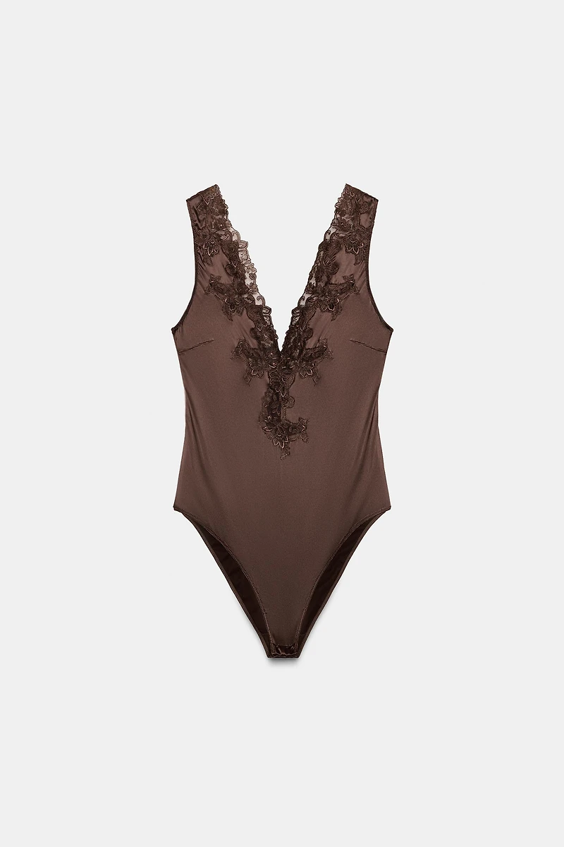 SATIN EFFECT LACE BODYSUIT ZW COLLECTION
