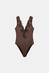 SATIN EFFECT LACE BODYSUIT ZW COLLECTION