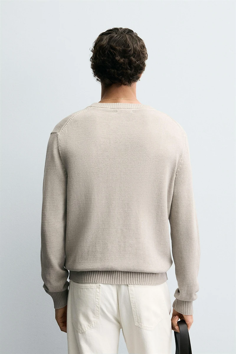 WASHED EFFECT TEXTURED SWEATER