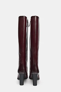 WIDE HEEL LEATHER BOOTS