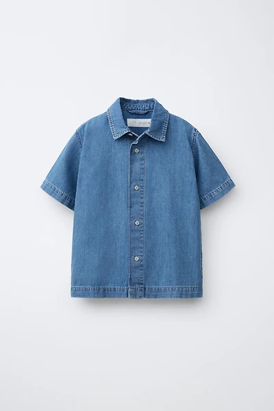 COTTON LINEN BLEND DENIM SHIRT