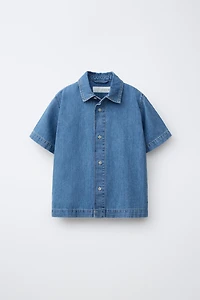 COTTON LINEN BLEND DENIM SHIRT