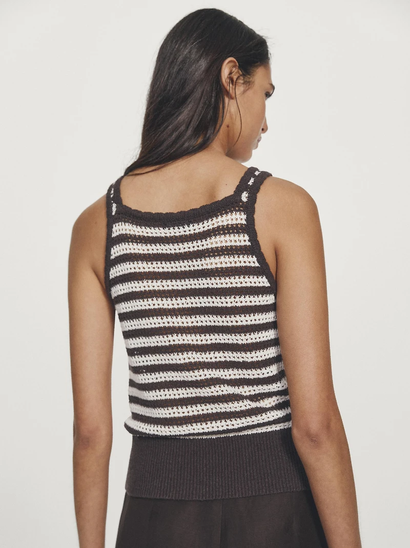 Crochet top with striped detail