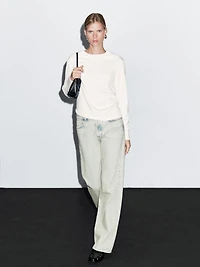 Faded mid-rise wide-leg jeans