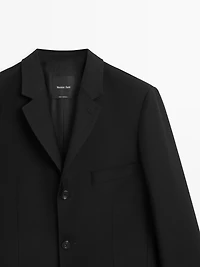 Three-button wool blazer