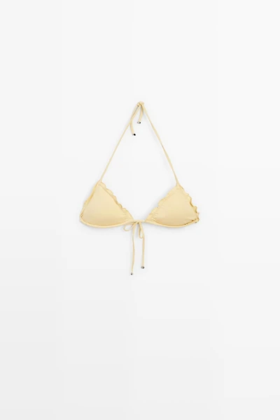 Ruffled triangle bikini top