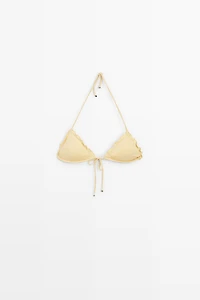 Ruffled triangle bikini top