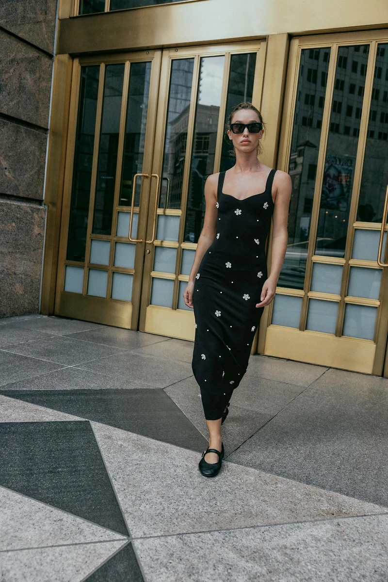 ROBE MIDI STRETCH FLEURS