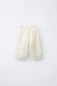 STRAIGHT LEG EMBROIDERED FLORAL PANTS