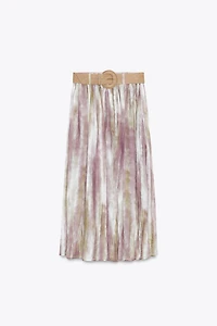 PRINTED MIDI SKIRT WITH BELT