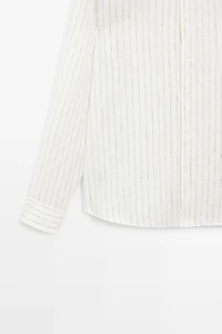 100% linen regular fit striped shirt