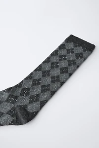 DIAMOND PRINT KNEE-HIGH SOCKS