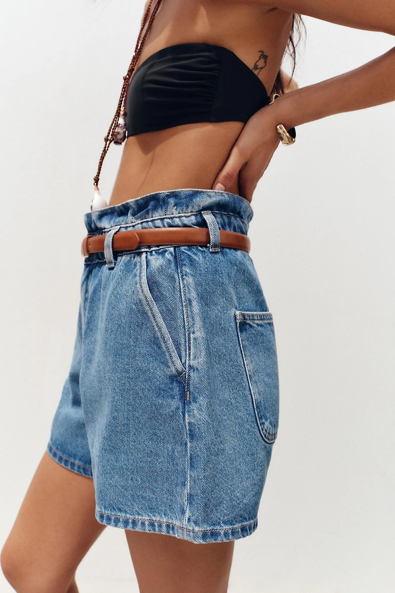 BERMUDA Z1975 EN JEAN PAPERBAG CEINTURE