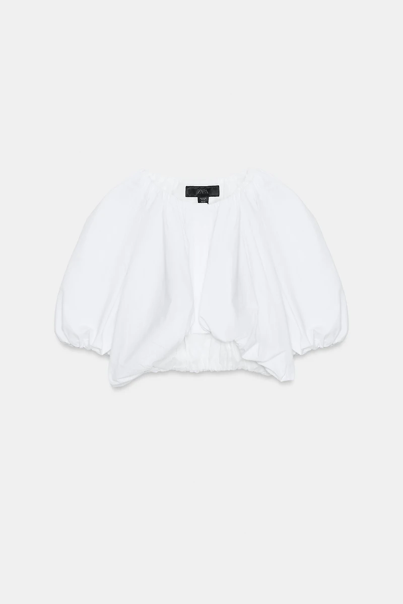 CROPPED POPLIN BALLOON TOP