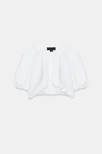CROPPED POPLIN BALLOON TOP