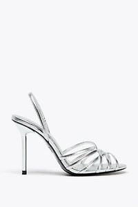 METALLIC EFFECT HEELED SANDALS