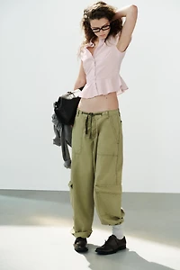 SOLID PEPLUM SHIRT