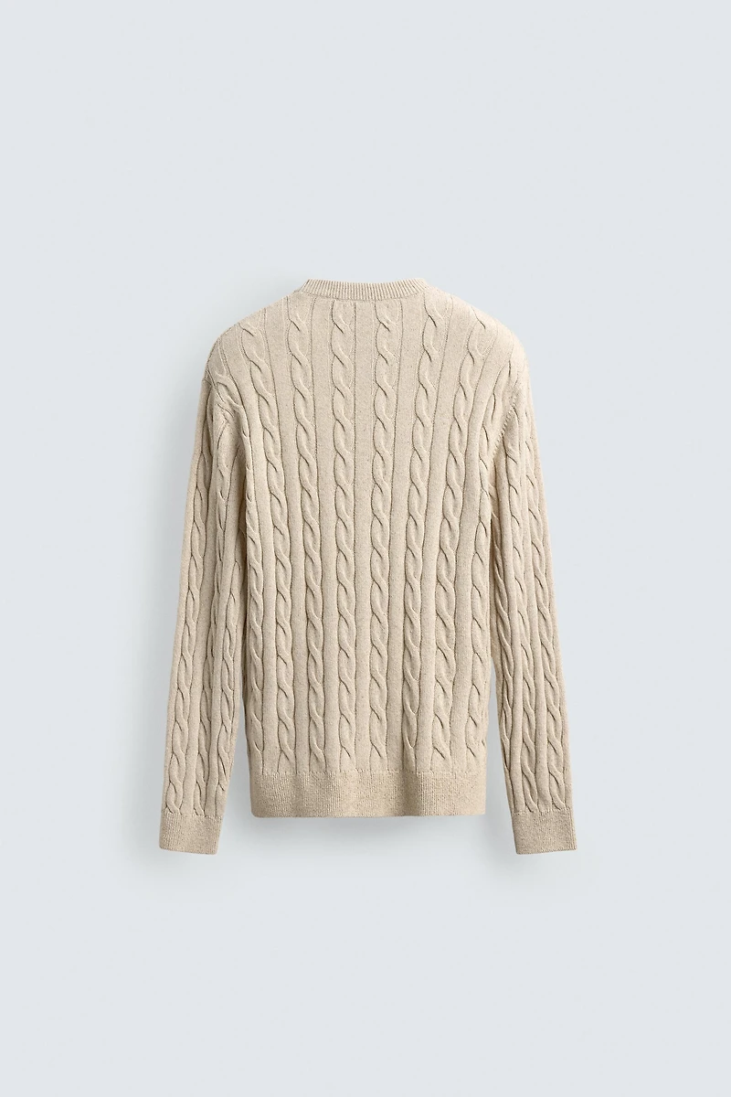 PULL À TRESSES EN MÉLANGE DE COTON