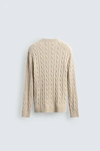 PULL À TRESSES EN MÉLANGE DE COTON