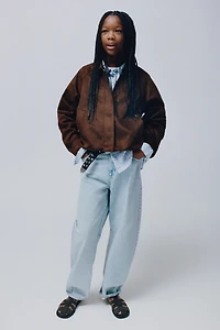 FAUX SUEDE BOMBER JACKET