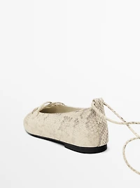 Lace-up printed ballet flats