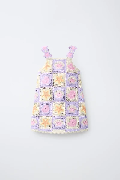 CROCHET KNIT DRESS WITH SEA MOTIFS
