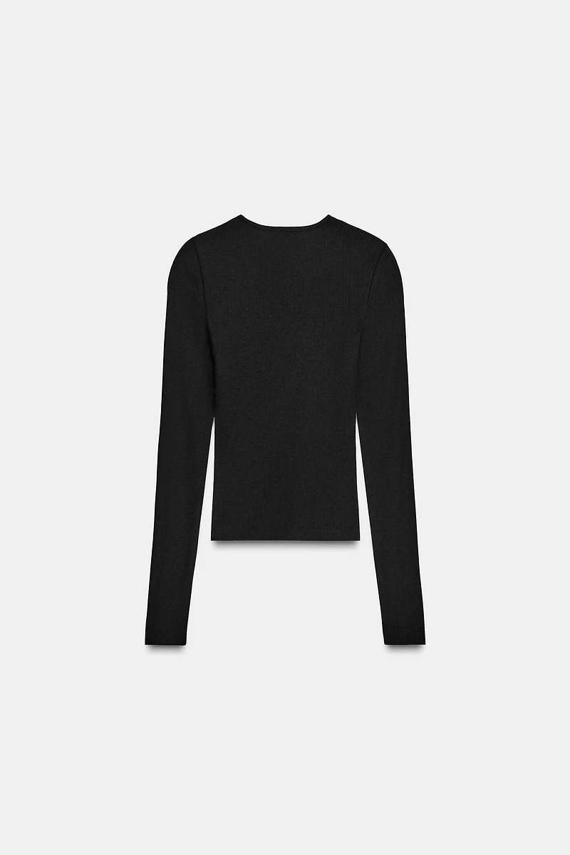 LONG SLEEVE RIBBED TOP