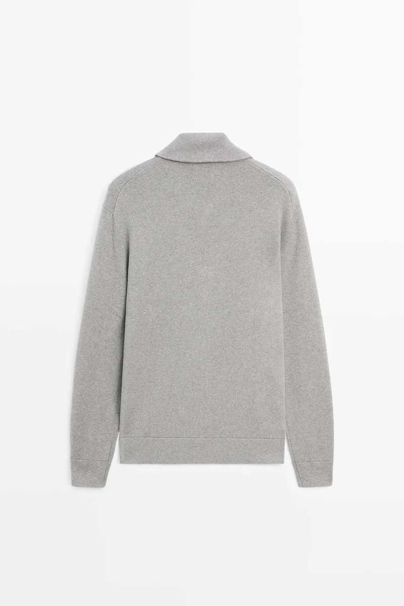 100% cotton zip-up knit cardigan