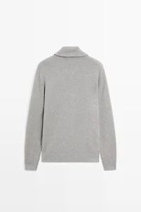 100% cotton zip-up knit cardigan