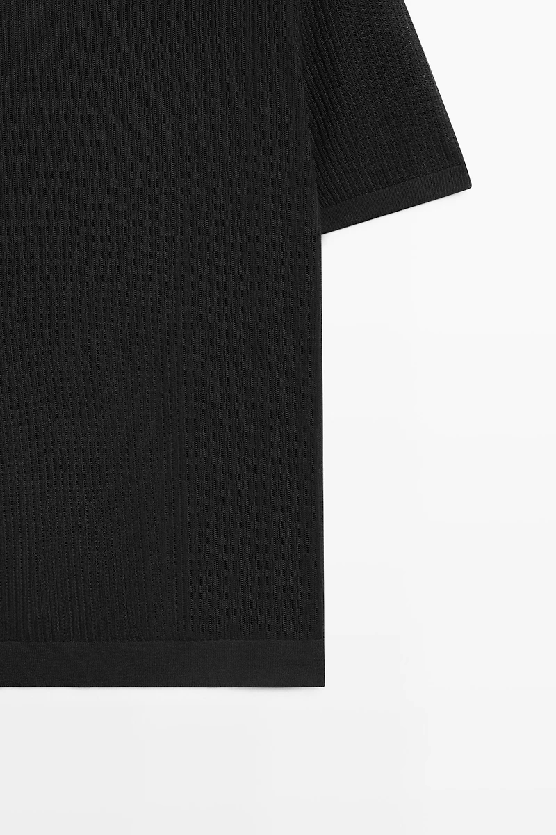 Wool blend short sleeve knit polo