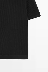 Wool blend short sleeve knit polo