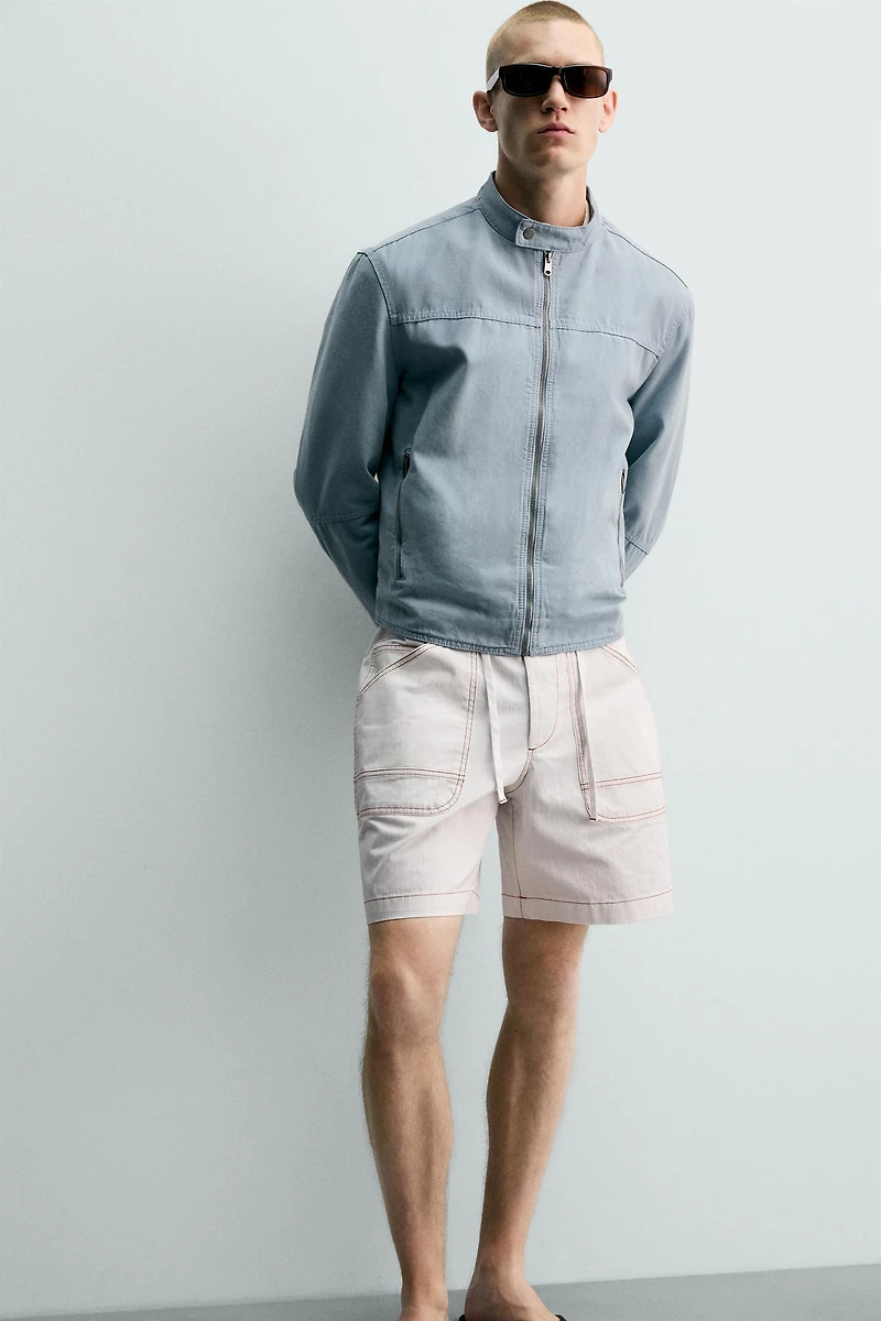 CONTRAST STITCH RELAXED FIT SHORTS