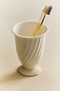 EMBOSSED CERAMIC TOOTHBRUSH TUMBLER