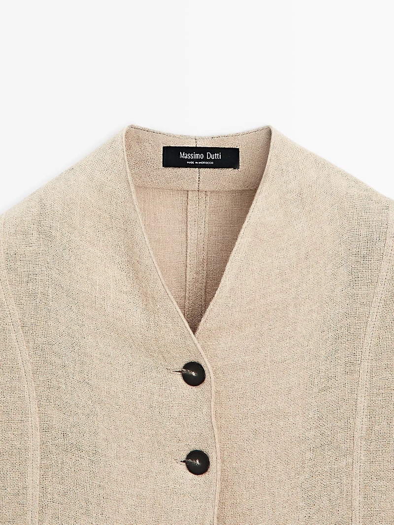Wool blend overshirt with visible buttons