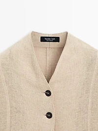 Wool blend overshirt with visible buttons