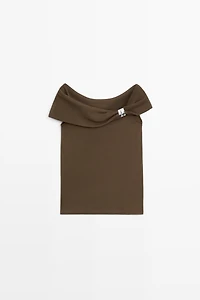 Off-the-shoulder top with jewel detail