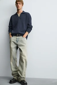 DISTRESSED KNIT POLO
