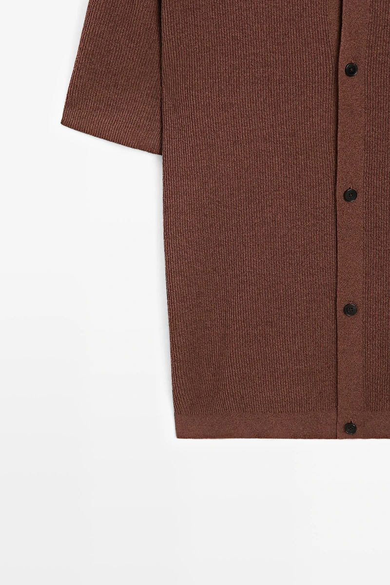 Polo en maille de lin à col chemise