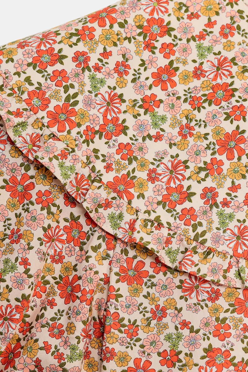 CHEMISE À IMPRIMÉ FLEURI ET COL CLAUDINE