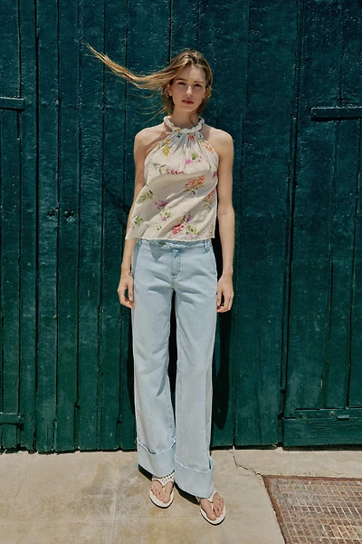 FLORAL PRINT HALTER TOP