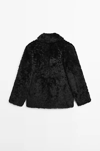 Sheepskin leather coat with lapel collar - STUDIO