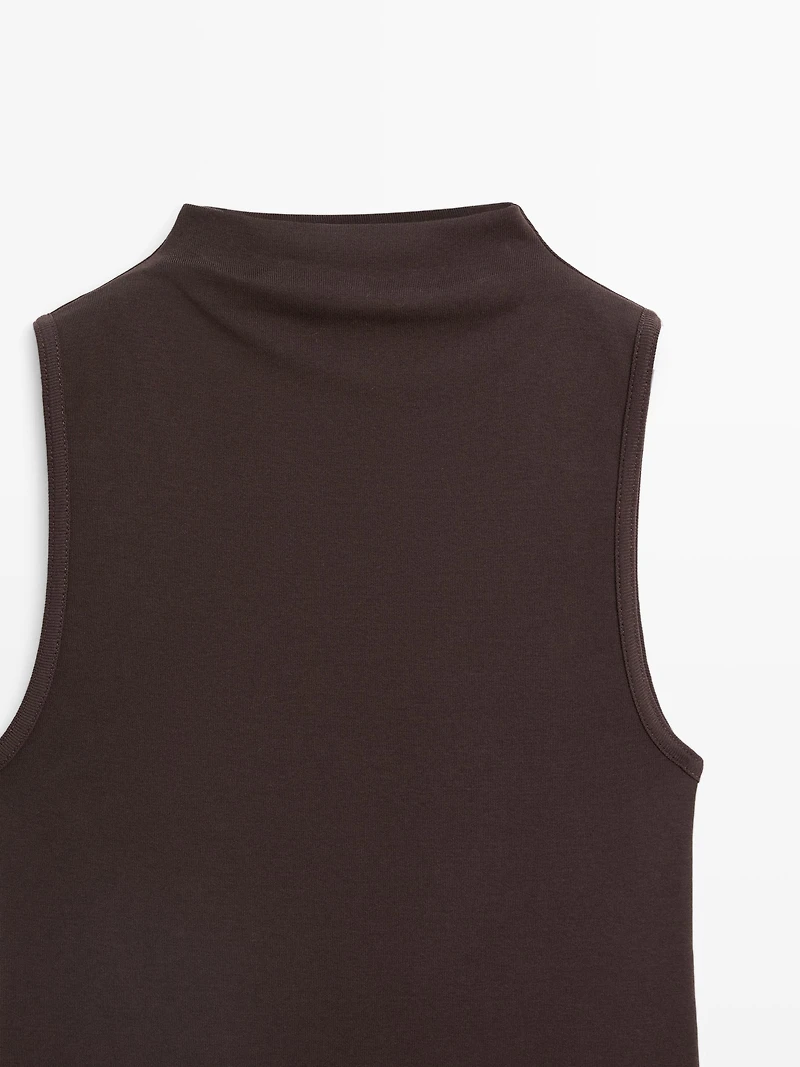 100% cotton funnel neck top