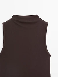 100% cotton funnel neck top
