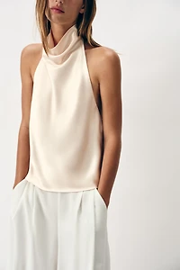 SATIN EFFECT HALTER TOP